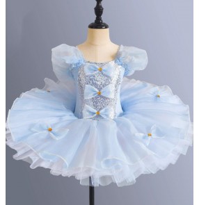 Children girls pink blue purple tutu skirt ballet dress girls kids little swan sequined dance outfits ballerina jazz princess performance skirts for children